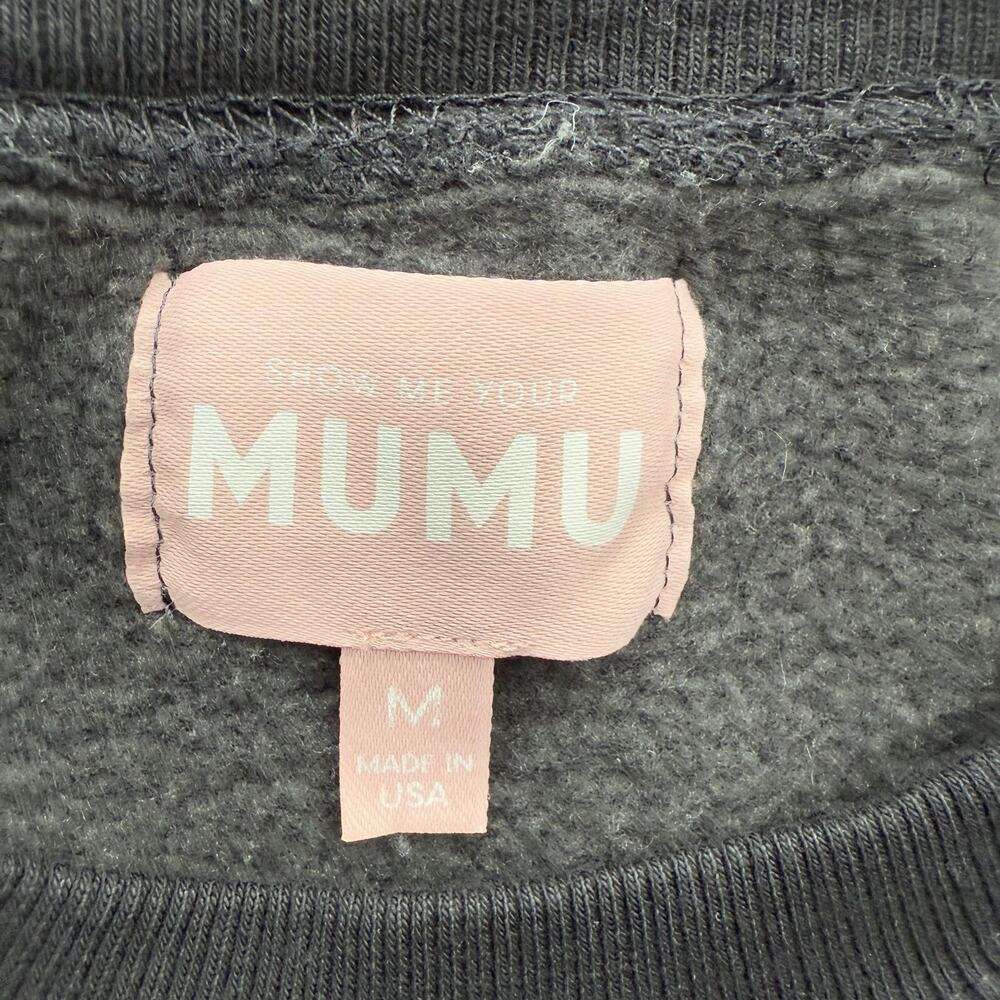 Show Me Your Mumu Sweatshirt Womens Medium Black Pullover‎ Graphic Flower Quotes - Picture 3 of 7